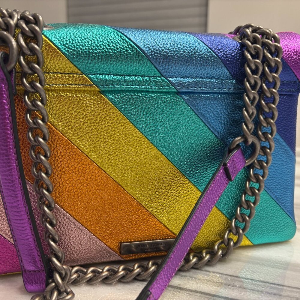 Kurt Geiger London Kensington Metallic Multicolor Leather Bag - with Tags - Picture 3 of 6